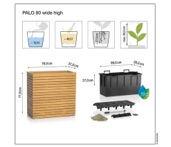 LECHUZA® Lechuza Pflanzgefäße & Töpfe|Blumentöpfe & Übertöpfe - Holz-Kasten PALO Natural Wood 80, rechteckig Hellbraun