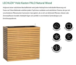 LECHUZA® Lechuza Pflanzgefäße & Töpfe|Blumentöpfe & Übertöpfe - Holz-Kasten PALO Natural Wood 80, rechteckig Hellbraun