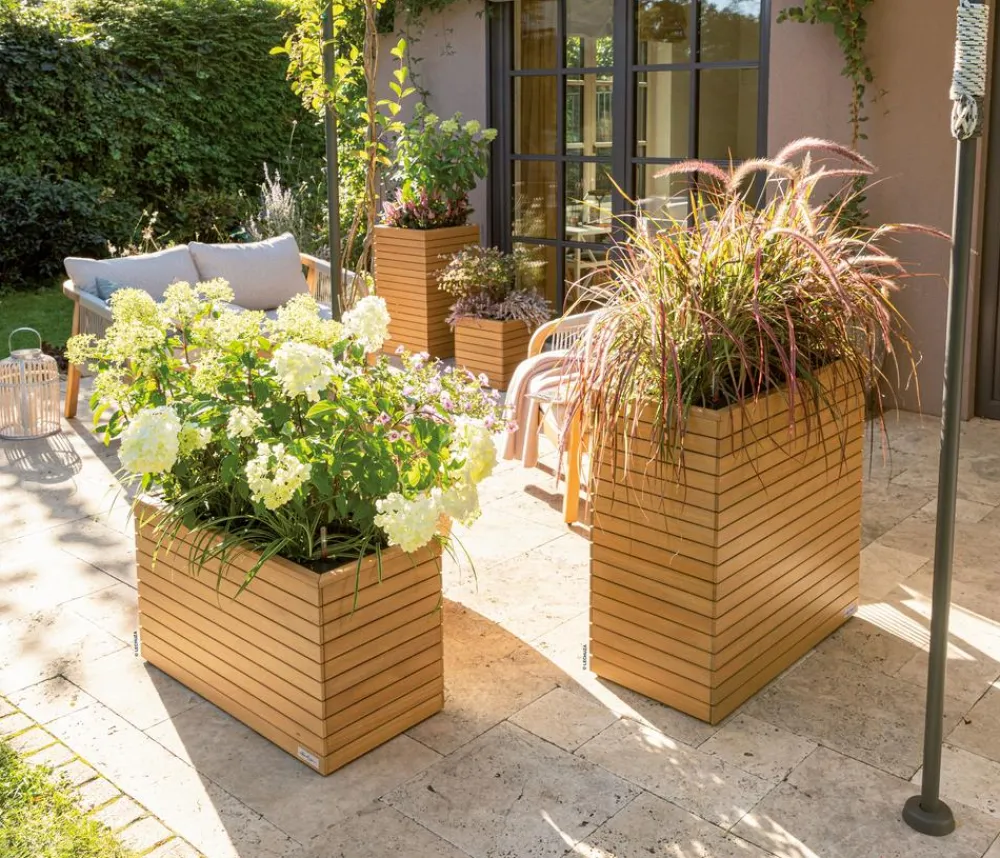 LECHUZA® Lechuza Pflanzgefäße & Töpfe|Blumentöpfe & Übertöpfe - Holz-Kasten PALO Natural Wood 80, rechteckig Hellbraun