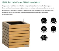 LECHUZA® Lechuza Pflanzgefäße & Töpfe|Blumentöpfe & Übertöpfe > Holz-Kasten PALO Natural Wood 35, quadratisch
