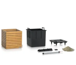 LECHUZA® Holz-Kasten PALO Natural Wood 45, quadratisch Hellbraun Clearance