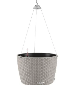 LECHUZA® Kunststoff-Hängeampel Nido Cottage inkl. Pflanzeinsatz, rund, ca. Ø36,3/H24,2 cm Hellbraun Discount
