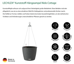 LECHUZA® Kunststoff-Hängeampel Nido Cottage Dunkelgrau Discount