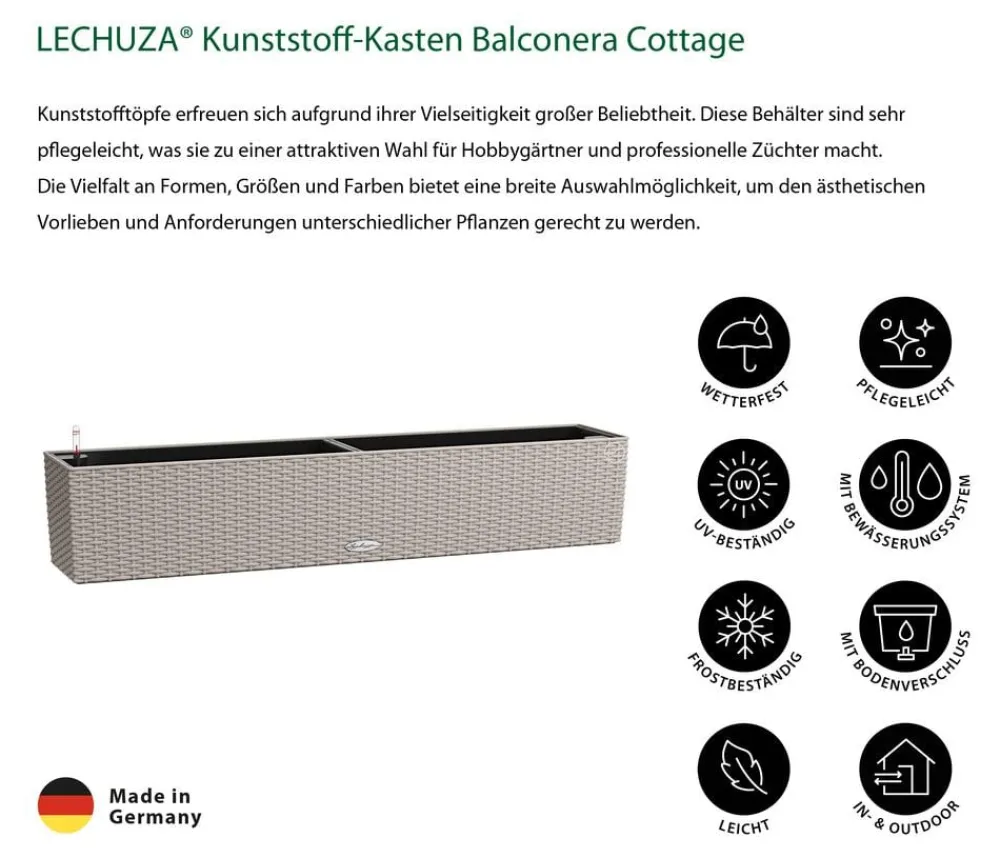 LECHUZA® Kunststoff-Kasten Balconera Cottage, rechteckig Creme Clearance
