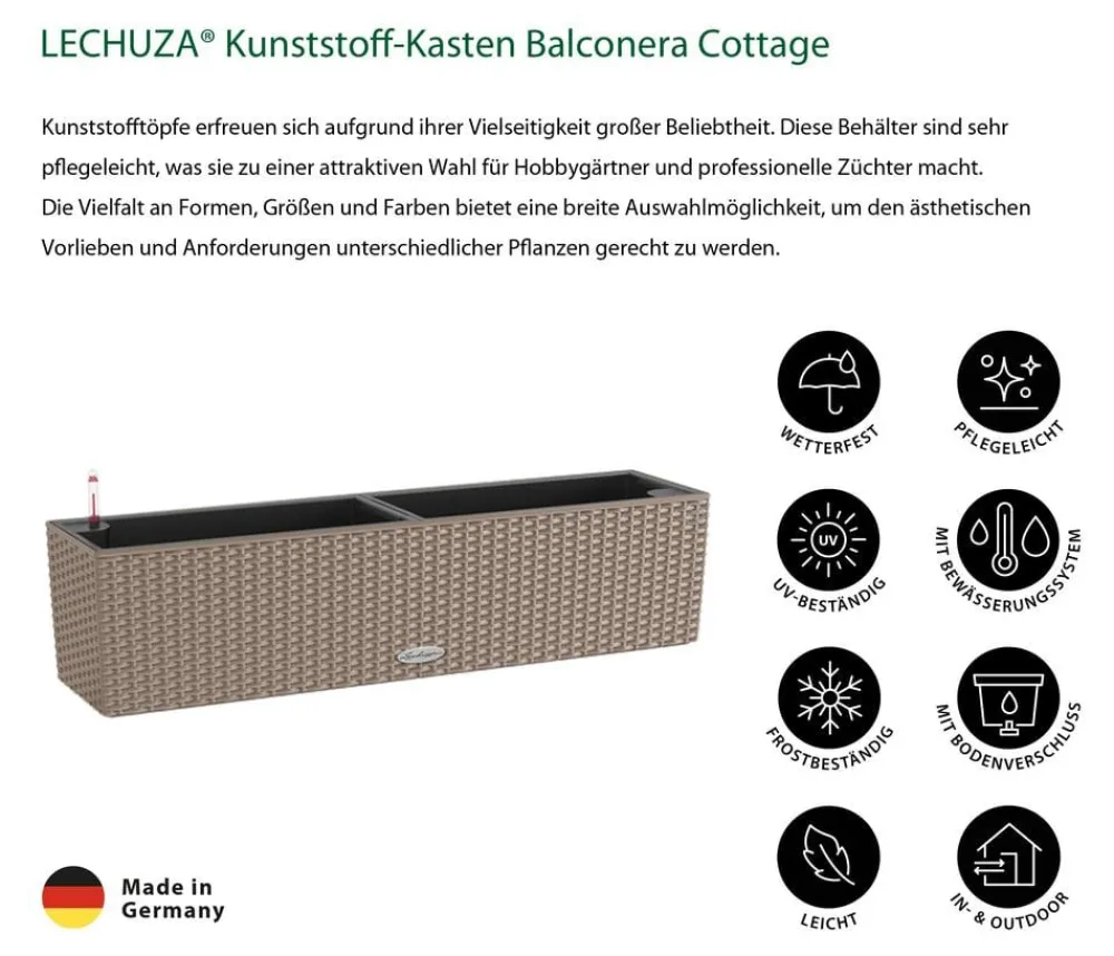 LECHUZA® Kunststoff-Kasten Balconera Cottage, rechteckig Beige Best