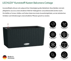 LECHUZA® Kunststoff-Kasten Balconera Cottage, rechteckig Schwarz
