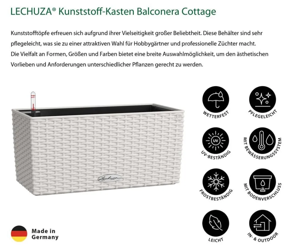 LECHUZA® Kunststoff-Kasten Balconera Cottage, rechteckig Hellgrau Discount