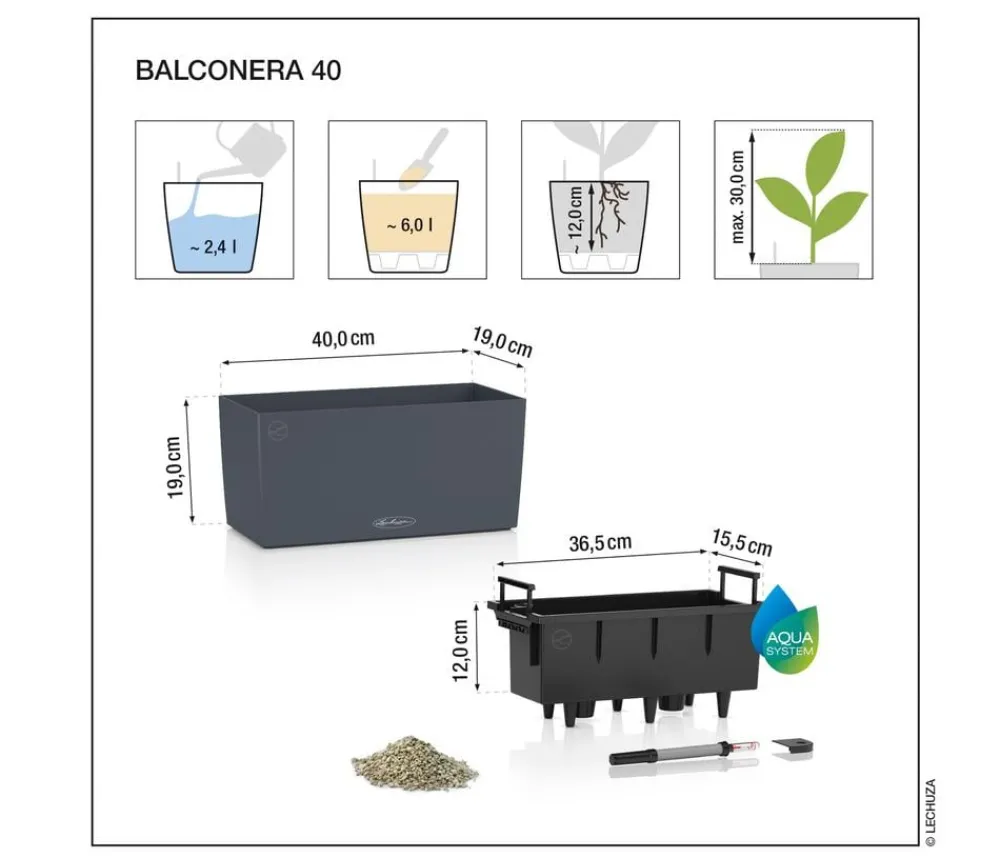 LECHUZA® Kunststoff-Kasten Balconera Cottage, rechteckig Hellgrau Discount