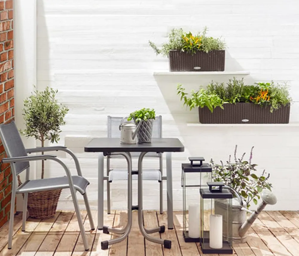 LECHUZA® Pflanzkübel & Blumenkästen|Lechuza Pflanzgefäße & Töpfe - Kunststoff-Kasten Balconera Cottage, rechteckig Dunkelbraun
