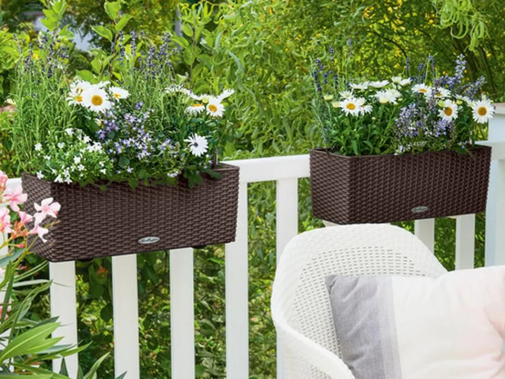 LECHUZA® Pflanzkübel & Blumenkästen|Lechuza Pflanzgefäße & Töpfe - Kunststoff-Kasten Balconera Cottage, rechteckig Dunkelbraun