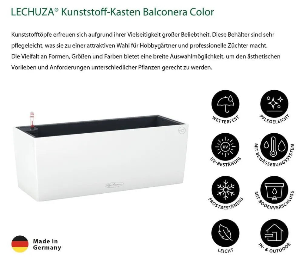 LECHUZA® Kunststoff-Kasten Balconera Color, rechteckig Weiß Outlet