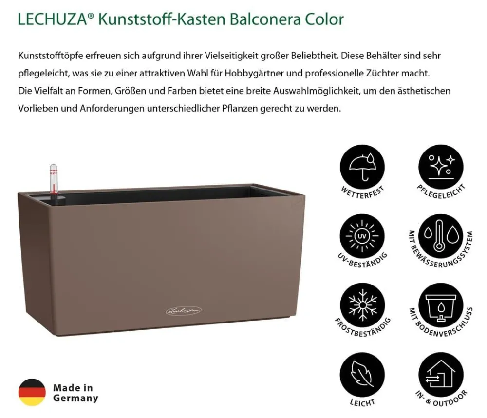 LECHUZA® Pflanzkübel & Blumenkästen|Lechuza Pflanzgefäße & Töpfe - Kunststoff-Kasten Balconera Color, rechteckig Creme