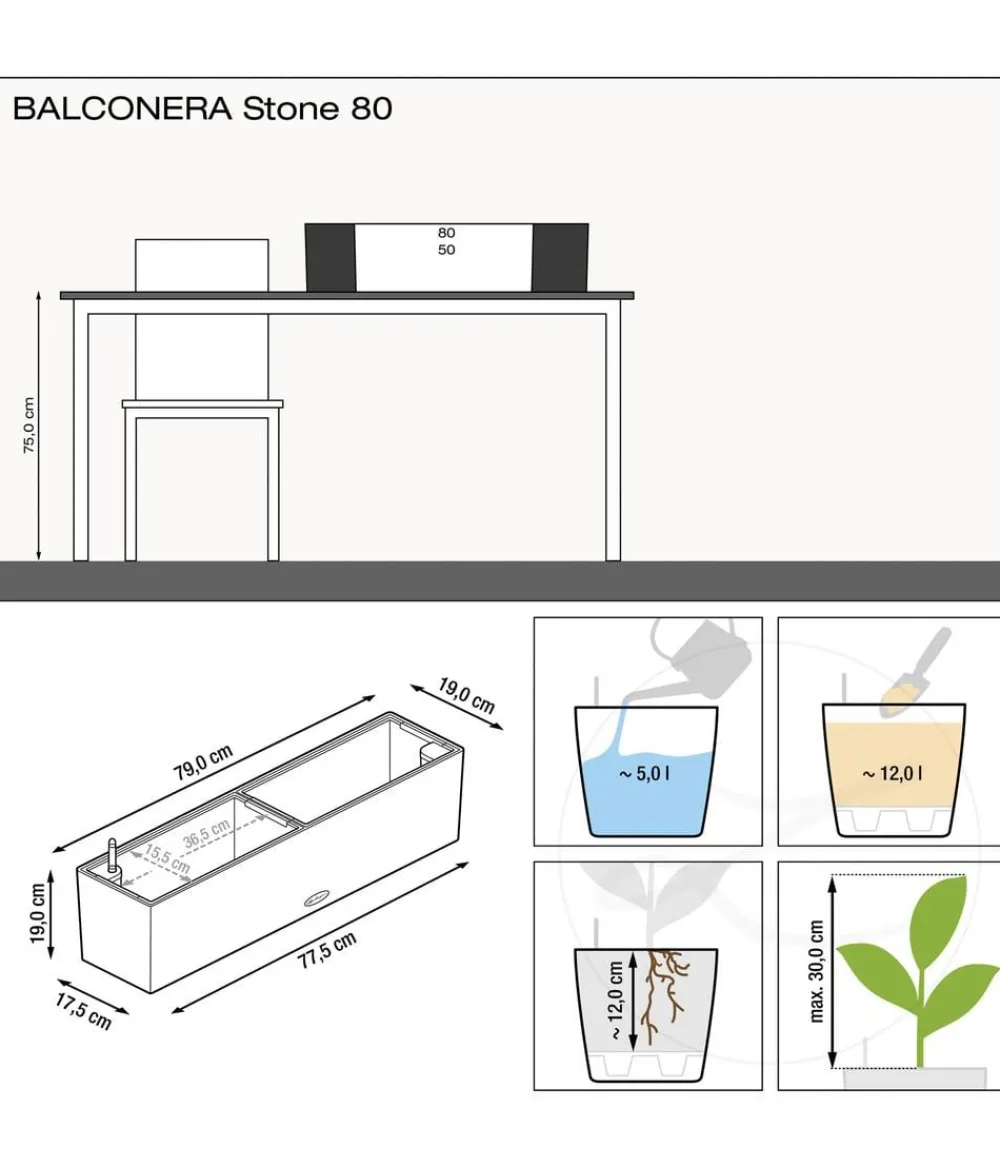 LECHUZA® Pflanzkübel & Blumenkästen|Lechuza Pflanzgefäße & Töpfe - Kunststoff-Kasten Balconera Color, rechteckig Creme