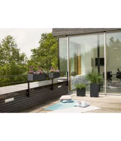 LECHUZA® Kunststoff-Kasten Balconera Stone, rechteckig Schwarz New
