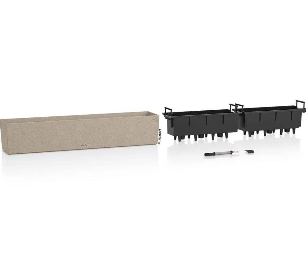 LECHUZA® Kunststoff-Kasten Balconera Stone, rechteckig Beige Best