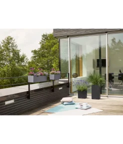 LECHUZA® Pflanzkübel & Blumenkästen|Lechuza Pflanzgefäße & Töpfe - Kunststoff-Kasten Balconera Stone, rechteckig Grau