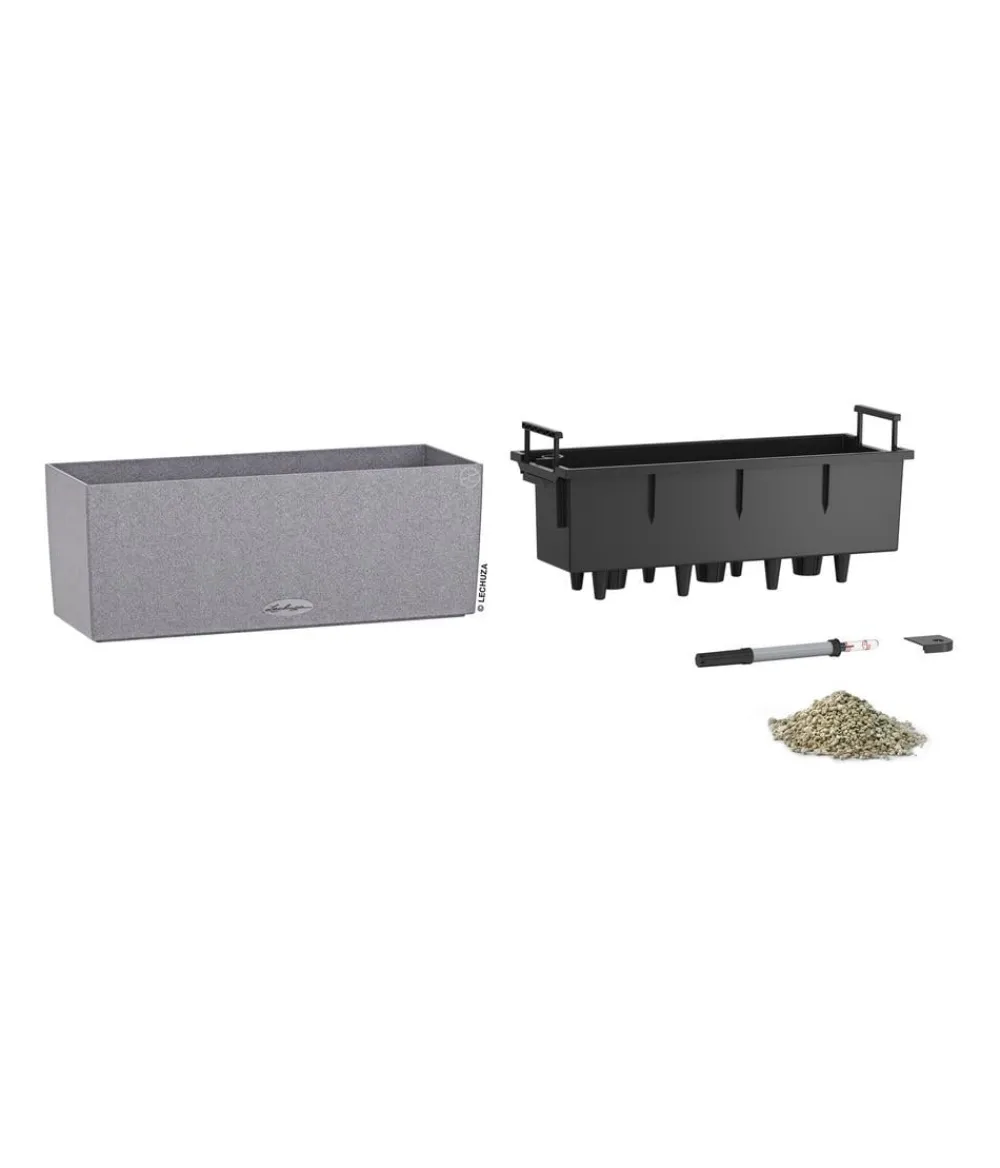 LECHUZA® Pflanzkübel & Blumenkästen|Lechuza Pflanzgefäße & Töpfe - Kunststoff-Kasten Balconera Stone, rechteckig Grau