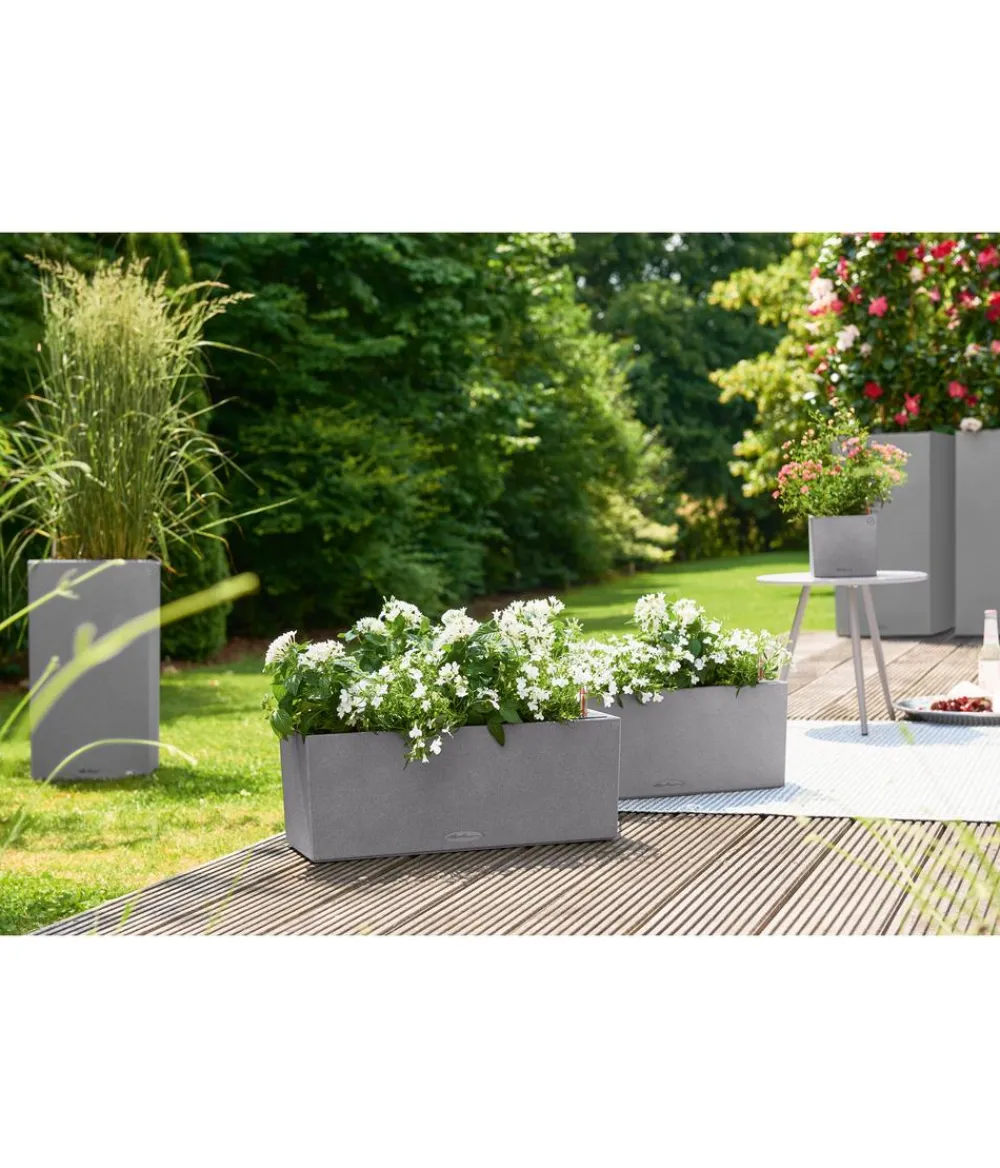 LECHUZA® Pflanzkübel & Blumenkästen|Lechuza Pflanzgefäße & Töpfe - Kunststoff-Kasten Balconera Stone, rechteckig Grau