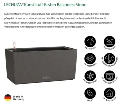 LECHUZA® Pflanzkübel & Blumenkästen|Lechuza Pflanzgefäße & Töpfe - Kunststoff-Kasten Balconera Stone, rechteckig Schwarz