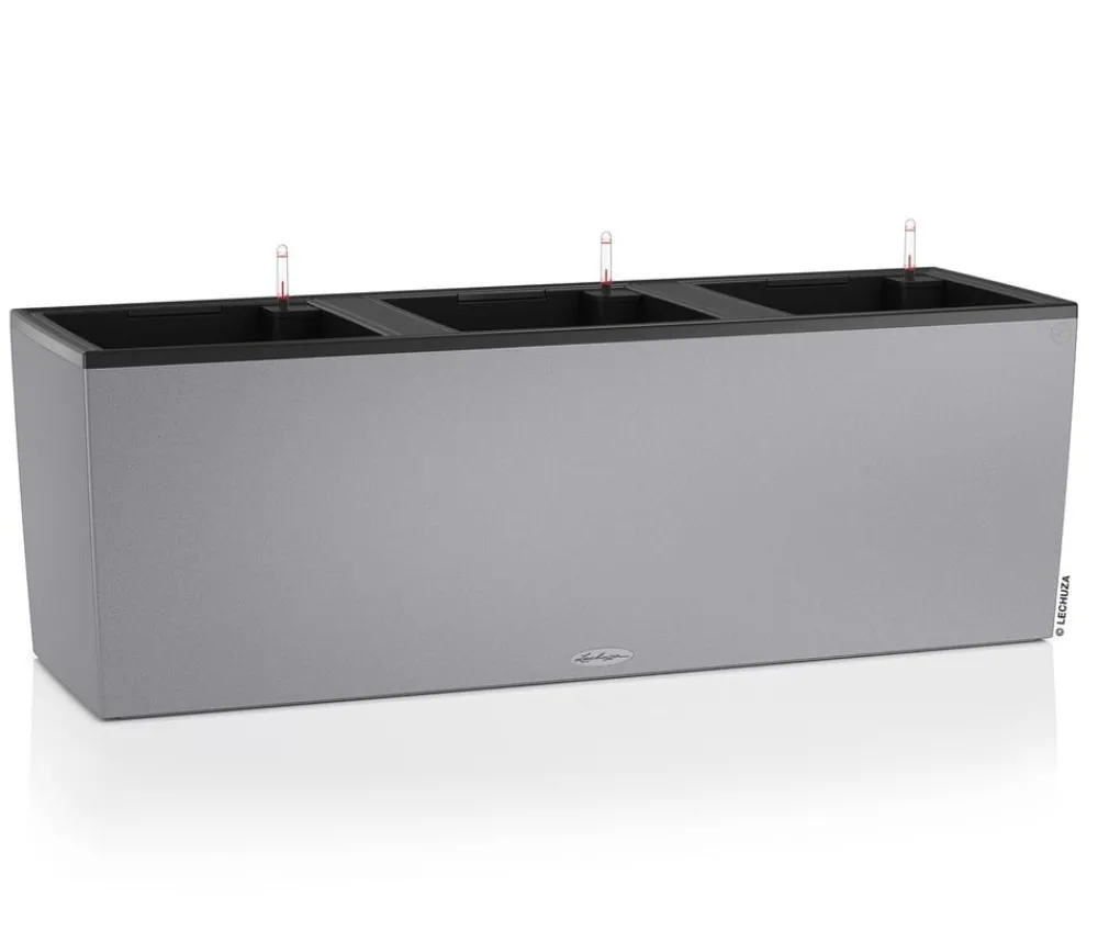 LECHUZA® Kunststoff-Kasten Trio Stone inkl. Pflanzeinsatz, rechteckig, ca. B132,5/H46,5/T44,5 cm Grau Best