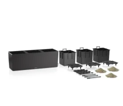 LECHUZA® Lechuza Pflanzgefäße & Töpfe - Kunststoff-Kasten Trio Stone inkl. Pflanzeinsatz, rechteckig, ca. B132,5/H46,5/T44,5 cm Schwarz