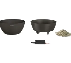 LECHUZA® Kunststoff-Schale 'Cubeto Stone', rund Schwarz