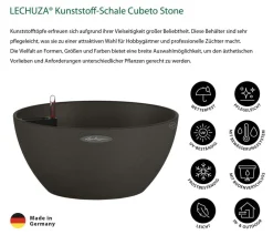 LECHUZA® Kunststoff-Schale 'Cubeto Stone', rund Schwarz