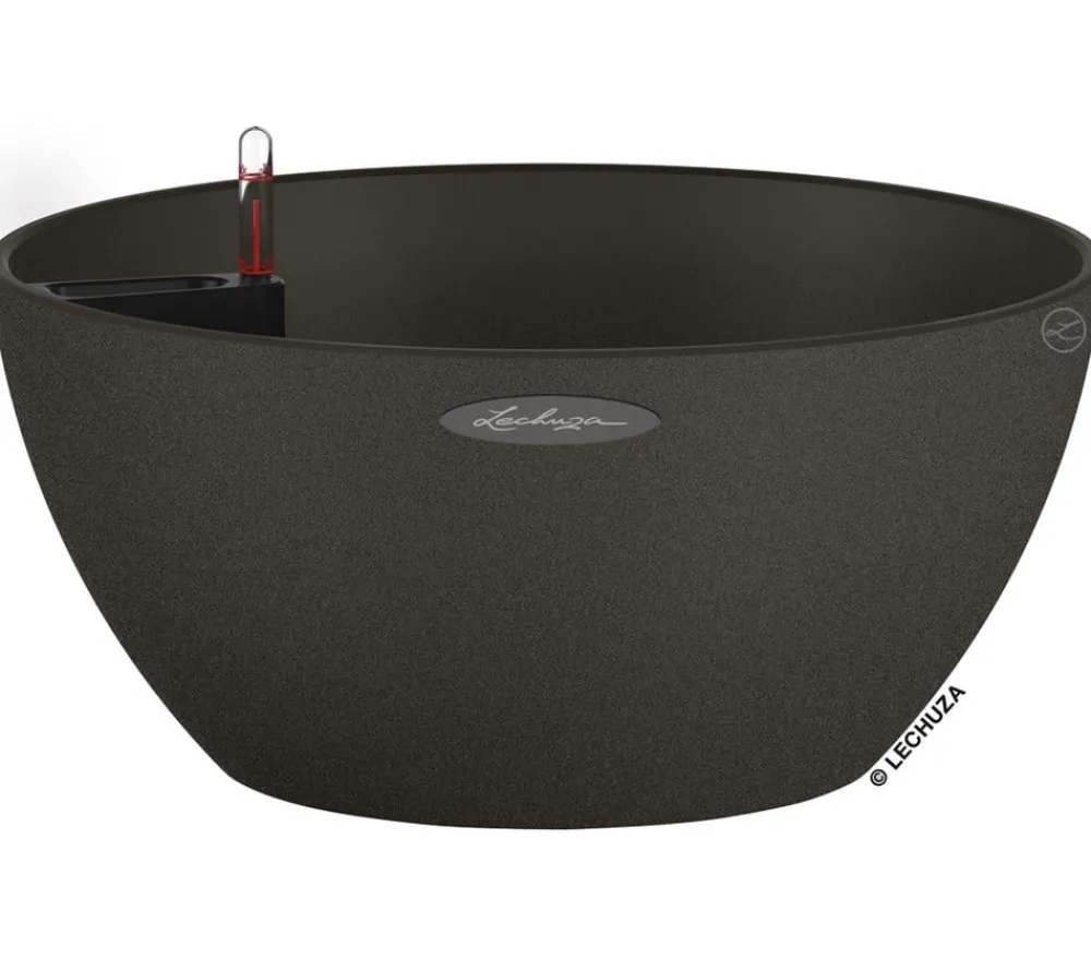 LECHUZA® Kunststoff-Schale 'Cubeto Stone', rund Schwarz