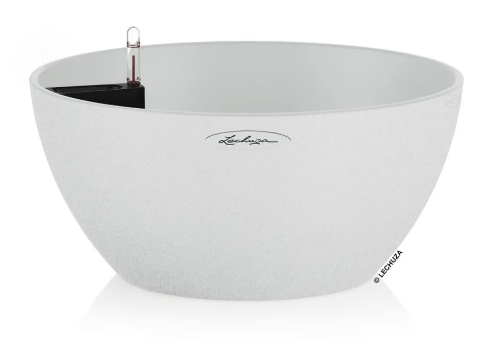 LECHUZA® Kunststoff-Schale 'Cubeto Stone', rund Weiß Discount