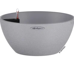LECHUZA® Blumenampeln & -Schalen|Lechuza Pflanzgefäße & Töpfe - Kunststoff-Schale 'Cubeto Stone', rund Hellgrau