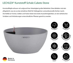 LECHUZA® Blumenampeln & -Schalen|Lechuza Pflanzgefäße & Töpfe - Kunststoff-Schale 'Cubeto Stone', rund Hellgrau