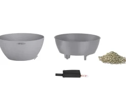 LECHUZA® Blumenampeln & -Schalen|Lechuza Pflanzgefäße & Töpfe - Kunststoff-Schale 'Cubeto Stone', rund Hellgrau