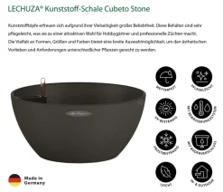 LECHUZA® Blumenampeln & -Schalen|Lechuza Pflanzgefäße & Töpfe - Kunststoff-Schale 'Cubeto Stone', rund Schwarz
