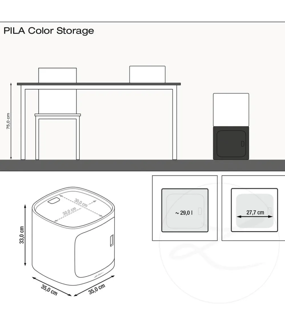LECHUZA® Lechuza Pflanzgefäße & Töpfe - Kunststoff-Stapelmodul PILA Color Storage, quadratisch, ca. B35/H33/T35 cm Türkis