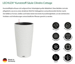 LECHUZA® Kunststoff-Säule Cilindro Cottage inkl. Pflanzeinsatz, konisch Weiß Sale