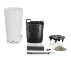 LECHUZA® Kunststoff-Säule Cilindro Cottage inkl. Pflanzeinsatz, konisch Weiß Sale