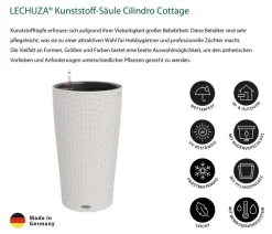 LECHUZA® Lechuza Pflanzgefäße & Töpfe - Kunststoff-Säule Cilindro Cottage inkl. Pflanzeinsatz, konisch Hellgrau