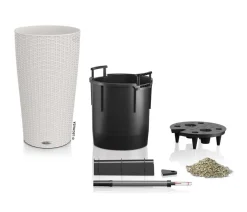 LECHUZA® Lechuza Pflanzgefäße & Töpfe - Kunststoff-Säule Cilindro Cottage inkl. Pflanzeinsatz, konisch Hellgrau