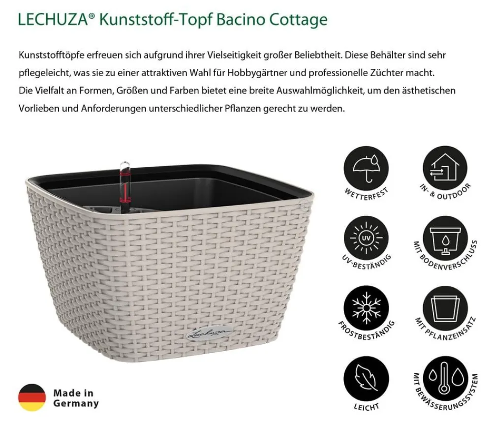LECHUZA® Lechuza Pflanzgefäße & Töpfe > Kunststoff-Topf Bacino Cottage inkl. Pflanzeinsatz, konisch, ca. B31/H19,5/T31 cm