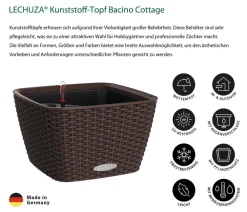LECHUZA® Lechuza Pflanzgefäße & Töpfe|Blumentöpfe & Übertöpfe > Kunststoff-Topf Bacino Cottage, quadratisch, ca. B30/H18/T30 cm