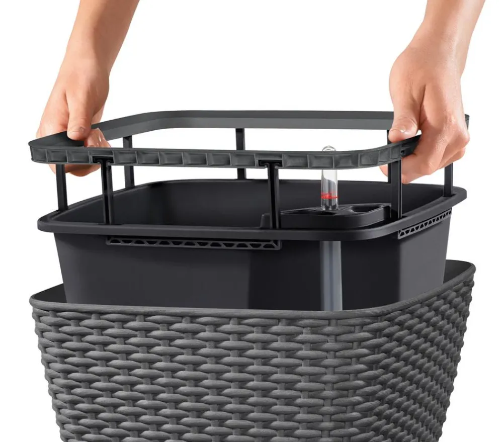 LECHUZA® Kunststoff-Topf Bacino Cottage, quadratisch, ca. B30/H18/T30 cm Dunkelgrau Discount
