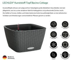 LECHUZA® Kunststoff-Topf Bacino Cottage, quadratisch, ca. B30/H18/T30 cm Dunkelgrau Discount