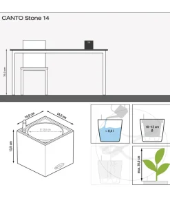 LECHUZA® Lechuza Pflanzgefäße & Töpfe|Blumentöpfe & Übertöpfe - Kunststoff-Topf Canto Stone, eckig, ca. B14/H13,5/T14 cm Weiß