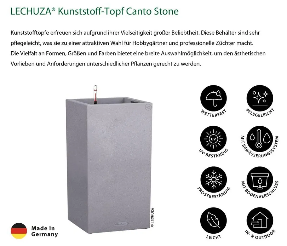 LECHUZA® Lechuza Pflanzgefäße & Töpfe|Blumentöpfe & Übertöpfe > Kunststoff-Topf Canto Stone, quadratisch