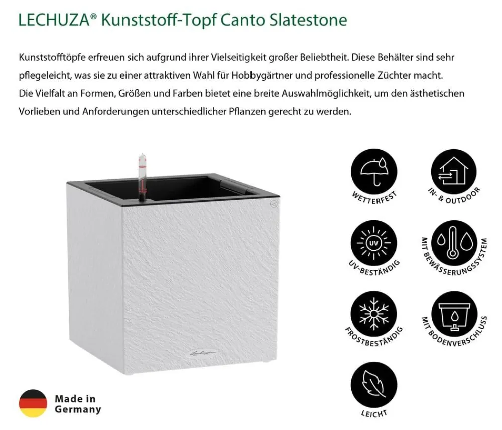 LECHUZA® Lechuza Pflanzgefäße & Töpfe > Kunststoff-Topf Canto Slatestone inkl. Pflanzeinsatz, quadratisch