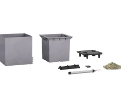 LECHUZA® Kunststoff-Topf Canto Stone, quadratisch Grau