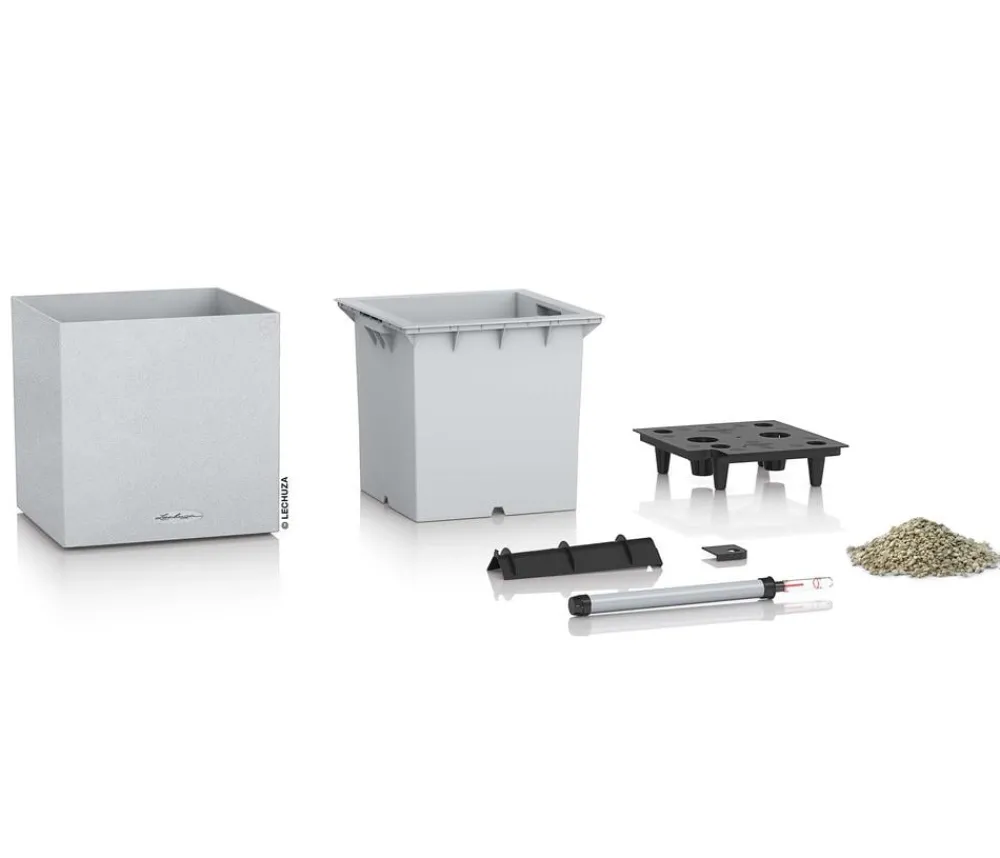LECHUZA® Kunststoff-Topf Canto Stone, quadratisch Weiß Hot