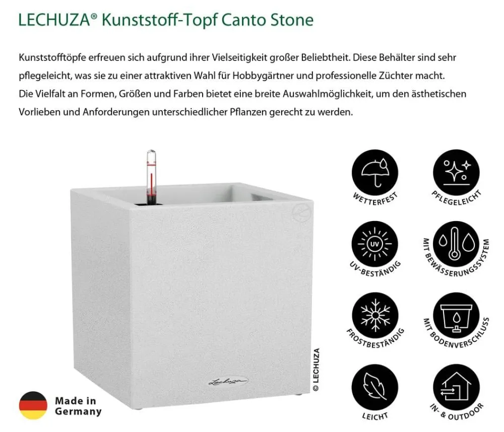 LECHUZA® Kunststoff-Topf Canto Stone, quadratisch Weiß Hot