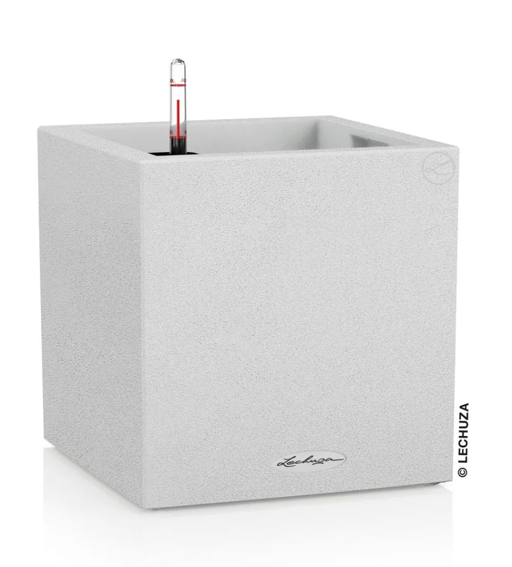 LECHUZA® Kunststoff-Topf Canto Stone, quadratisch Weiß Hot