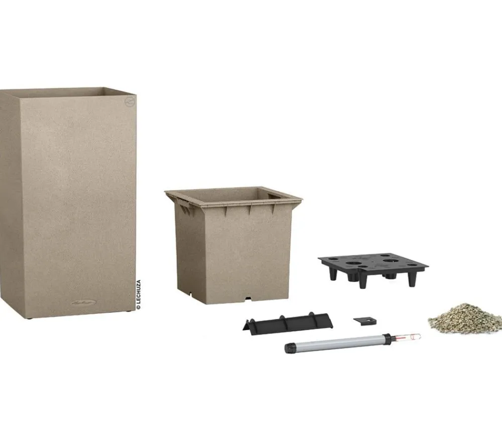 LECHUZA® Kunststoff-Topf Canto Stone, quadratisch Beige Outlet